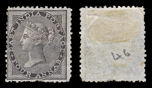 4963 India SG46 4a Grey-Black. Perf Fault. 1856. MM Mint. C£900