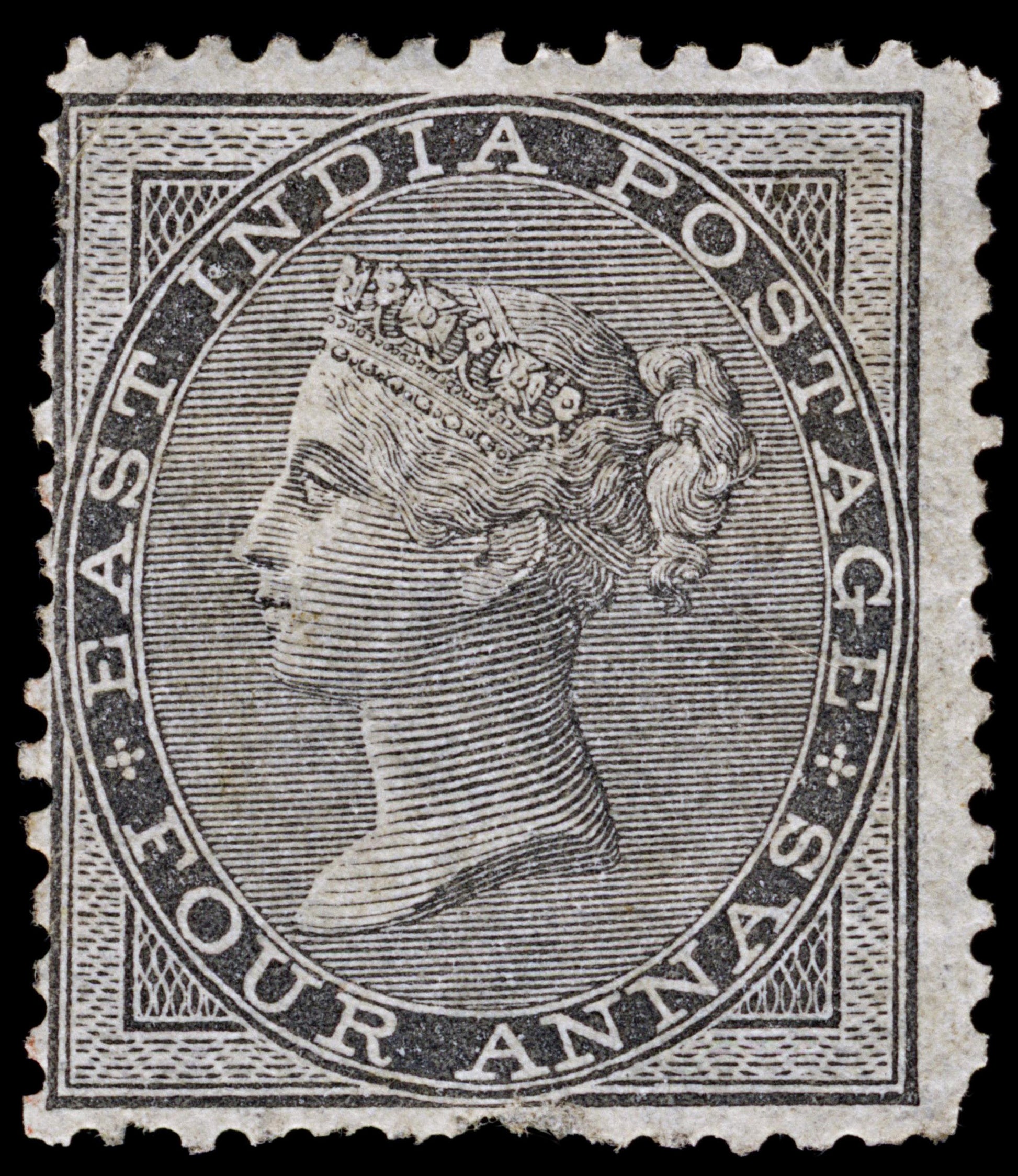 4963 India SG46 4a Grey-Black. Perf Fault. 1856. MM Mint. C£900