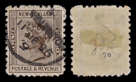 5149 New Zealand SG224 6d Brown. Die I. 1891. Mi58D Used. C£55