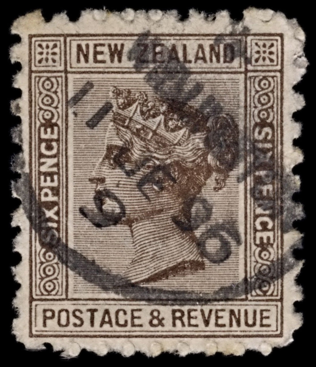 5149 New Zealand SG224 6d Brown. Die I. 1891. Mi58D Used. C£55