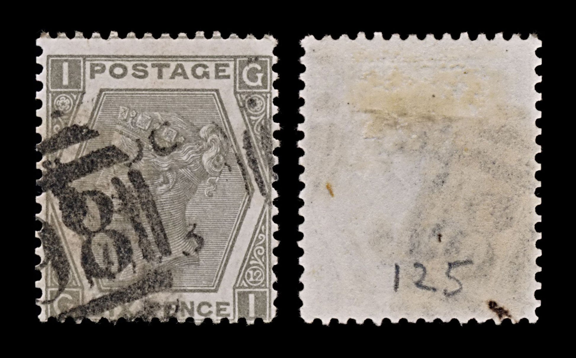 5192 GB SG125 6d Grey Plate 12. "GI". 1873. Sc#60 Mi39 Used. C£300