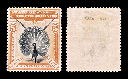 5240 North Borneo SG100a 5c Orange. P15. 1897. MH. C£120