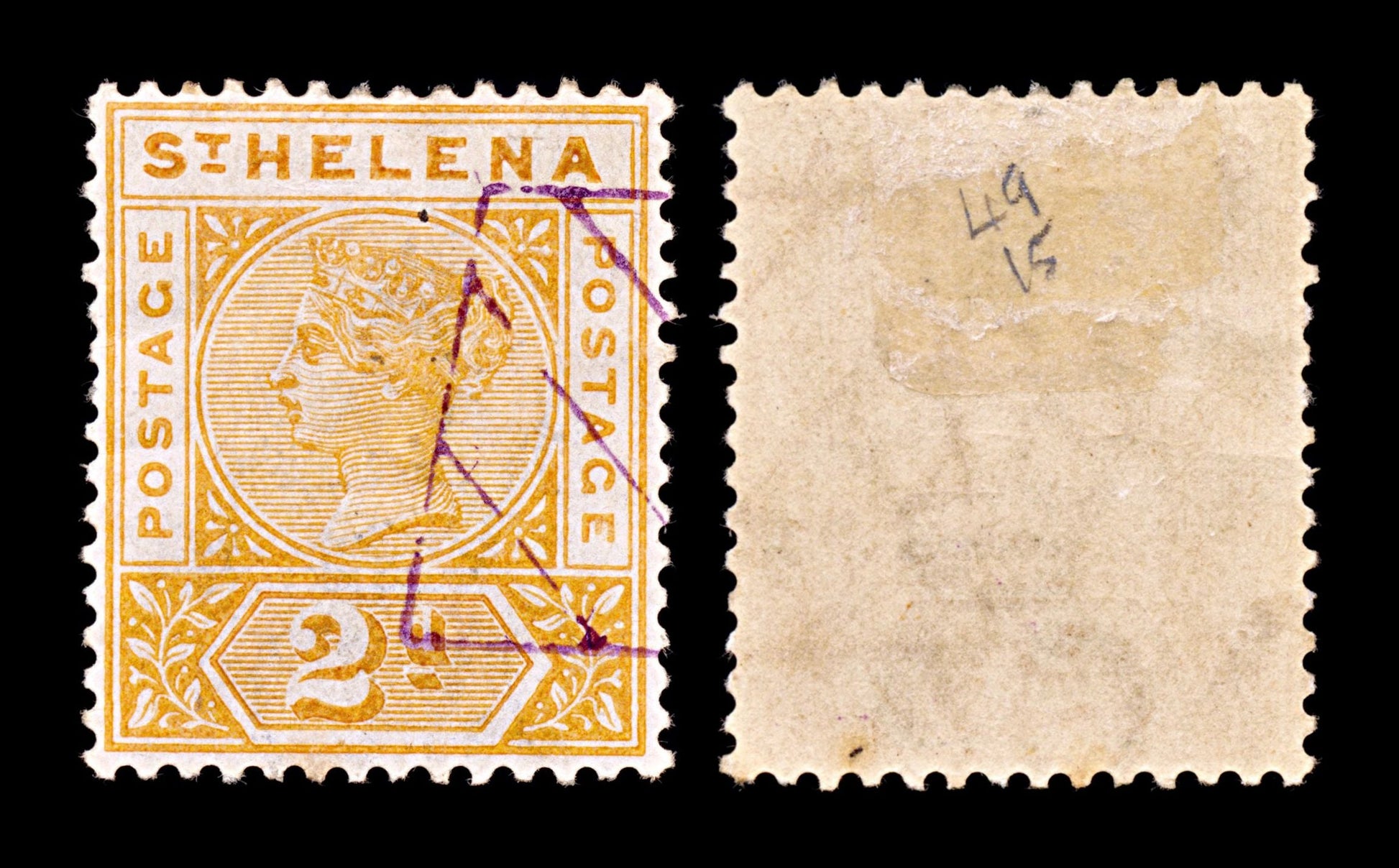 5263 St. Helena SG49 2d Orange-Yellow. 1896. Sc#43 Mi24 Used. C£15