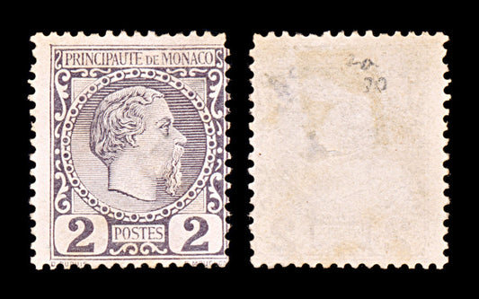 5406 Monaco SG2a 2c Dark Lilac. 1885. Sc#2a Mint MH. C£70