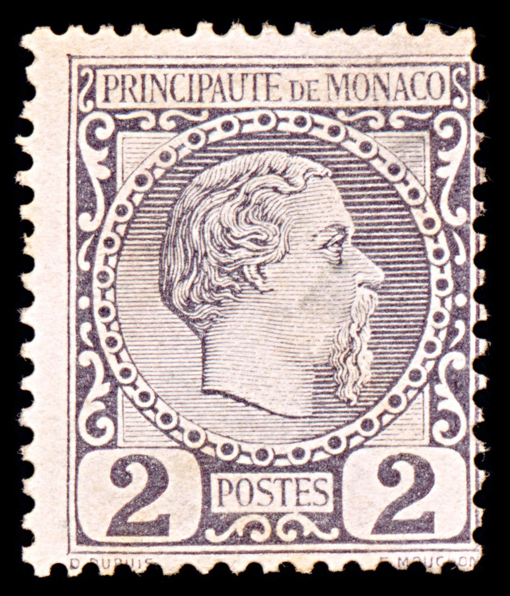 5406 Monaco SG2a 2c Dark Lilac. 1885. Sc#2a Mint MH. C£70