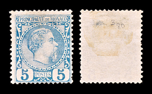 5408 Monaco SG3 5c Blue. 1885. Sc#3 Mi3 Mint MH. C£80