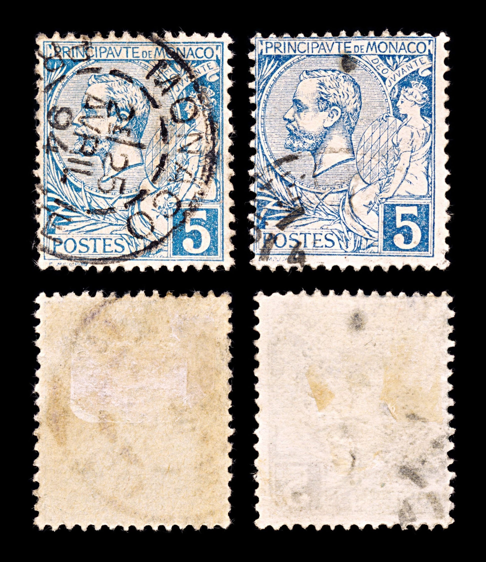 5409 Monaco SG13a 5c Blue & Light Blue. 1891. Sc#13 Mi13 Used. C£15