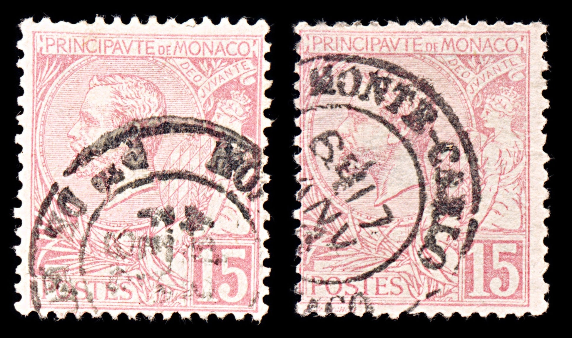 5412 Monaco SG15a 15c Pink & Pale Pink. 1891. Sc#17 Mi15 Used. C£27