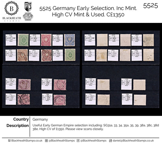 5525 Germany Early Selection. Inc Mint. High CV Mint & Used. C£1350