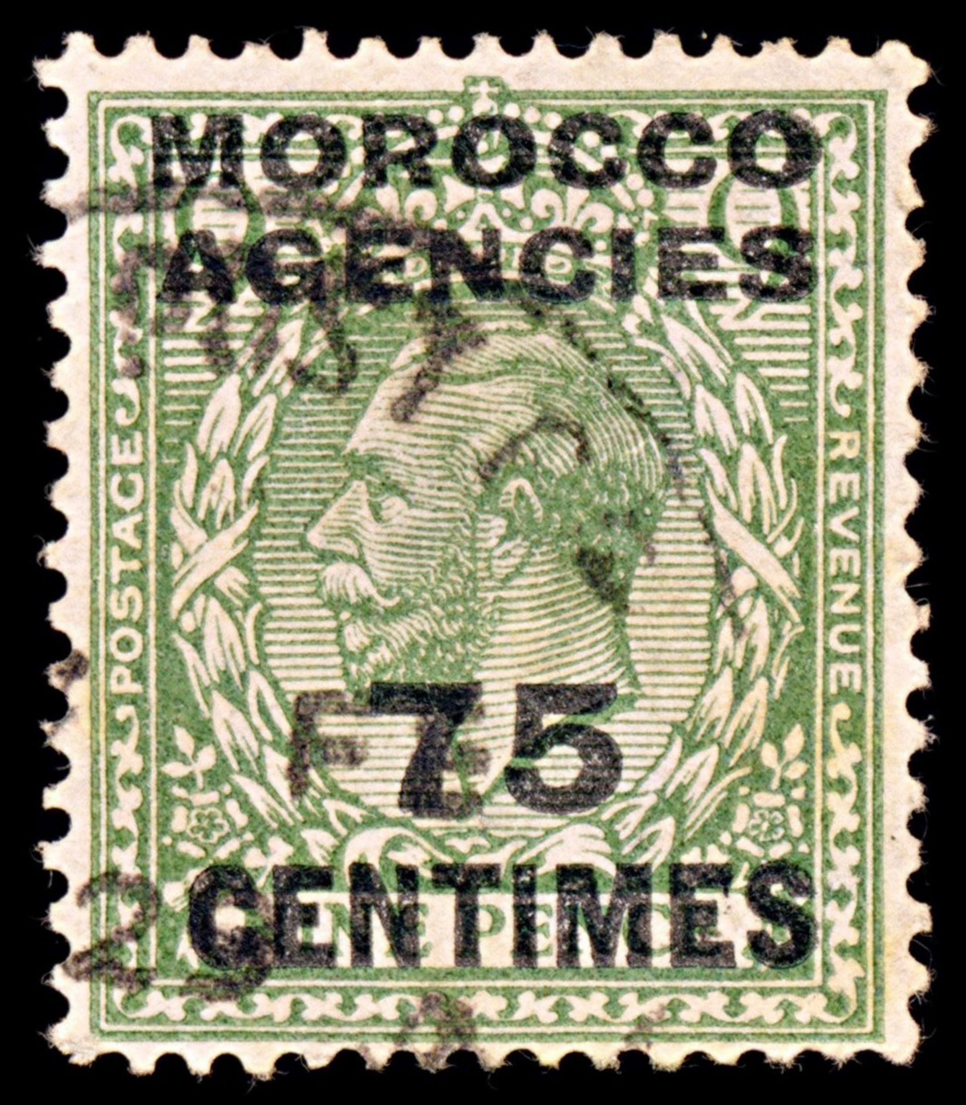 5561 Morocco, British Post Office SG198 75c on 9d 1918. Sc#408 Mi208 Used