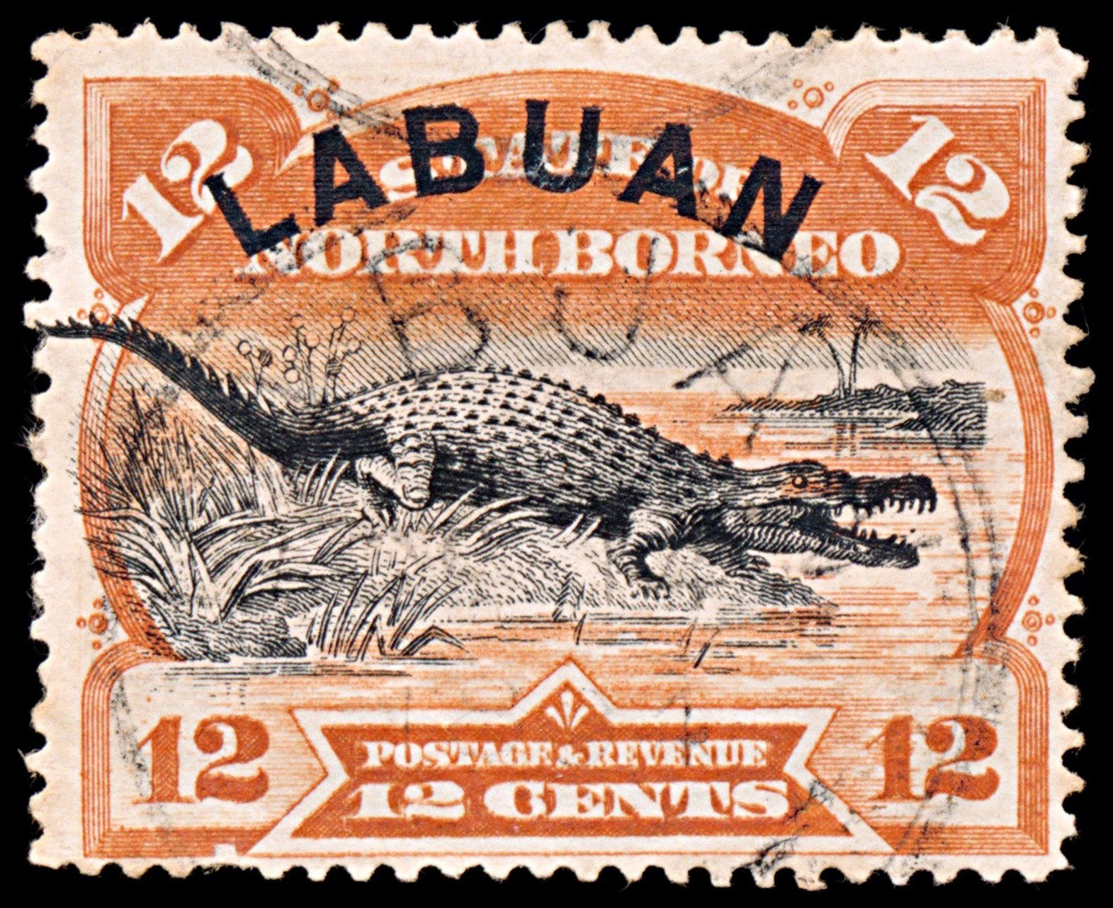 5608 Labuan SG70 12c Black & Orange. P14½ 1894. Sc#55 Mi53 Used. C£55