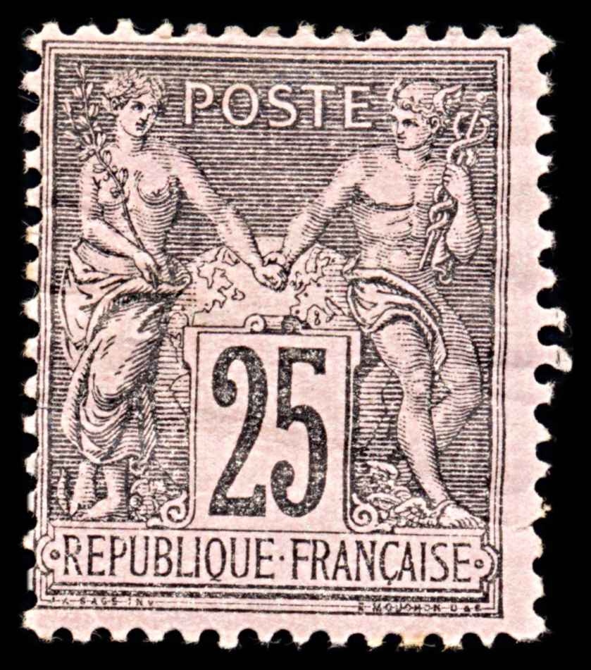 5743 France SG267 25c Black on Pink 1886. Sc#100 Mi80 MM Mint. C£130