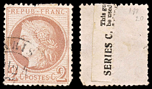 5744 France SG187 2c Red-Brown 1872. Sc#51 Mi46 Used. C£20