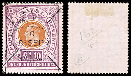 5755 Natal SG162 £1.10 Lilac & Orange. Postally Used 1904. Sc#109 Mi85 Used. C£4250