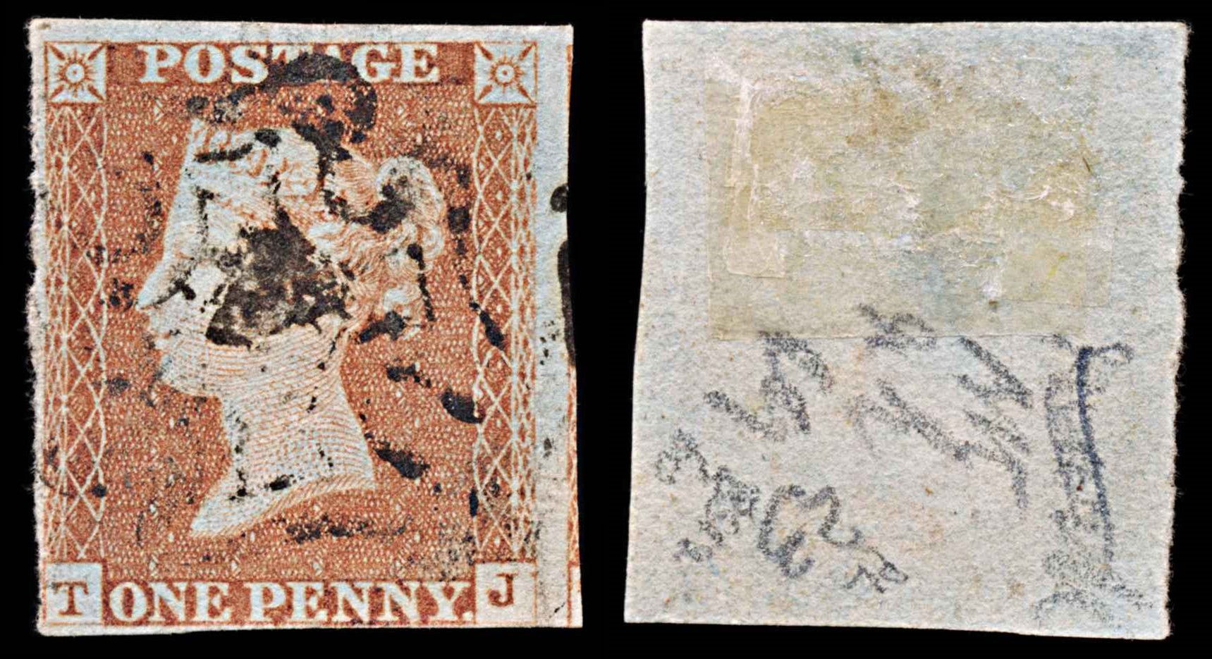 5757 GB SG8 1d Red. Plate 23. TJ. Worn Plate.  1841. Sc#3 Mi3Ib 4 Margins. C£65