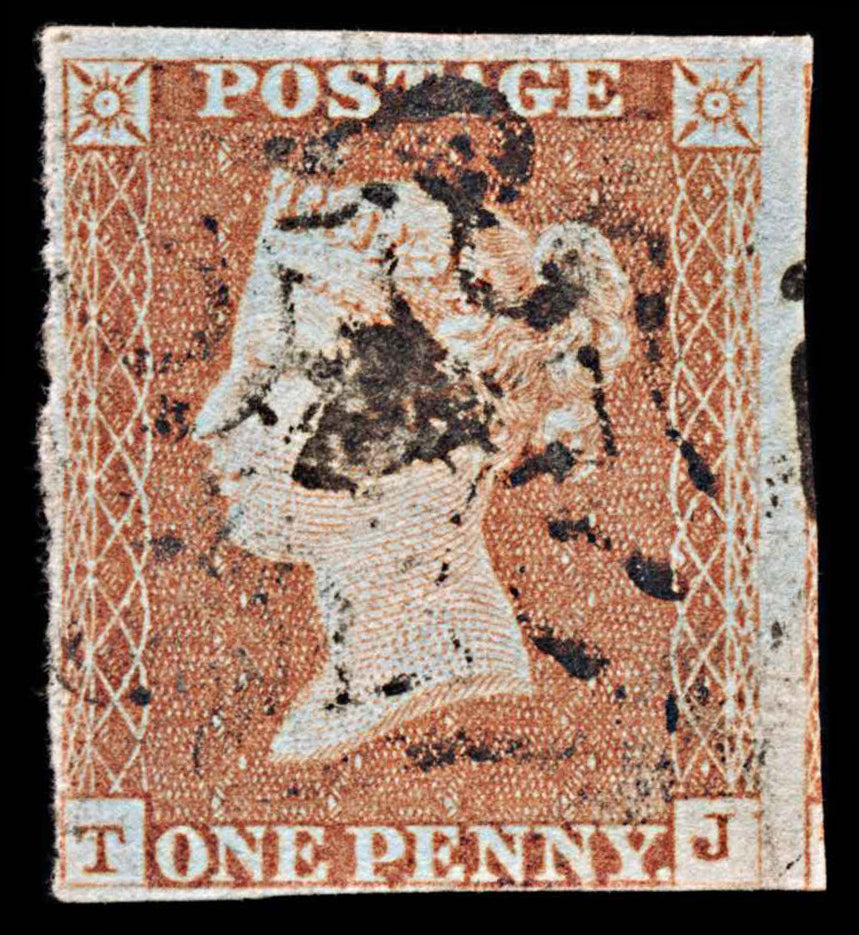 5757 GB SG8 1d Red. Plate 23. TJ. Worn Plate.  1841. Sc#3 Mi3Ib 4 Margins. C£65