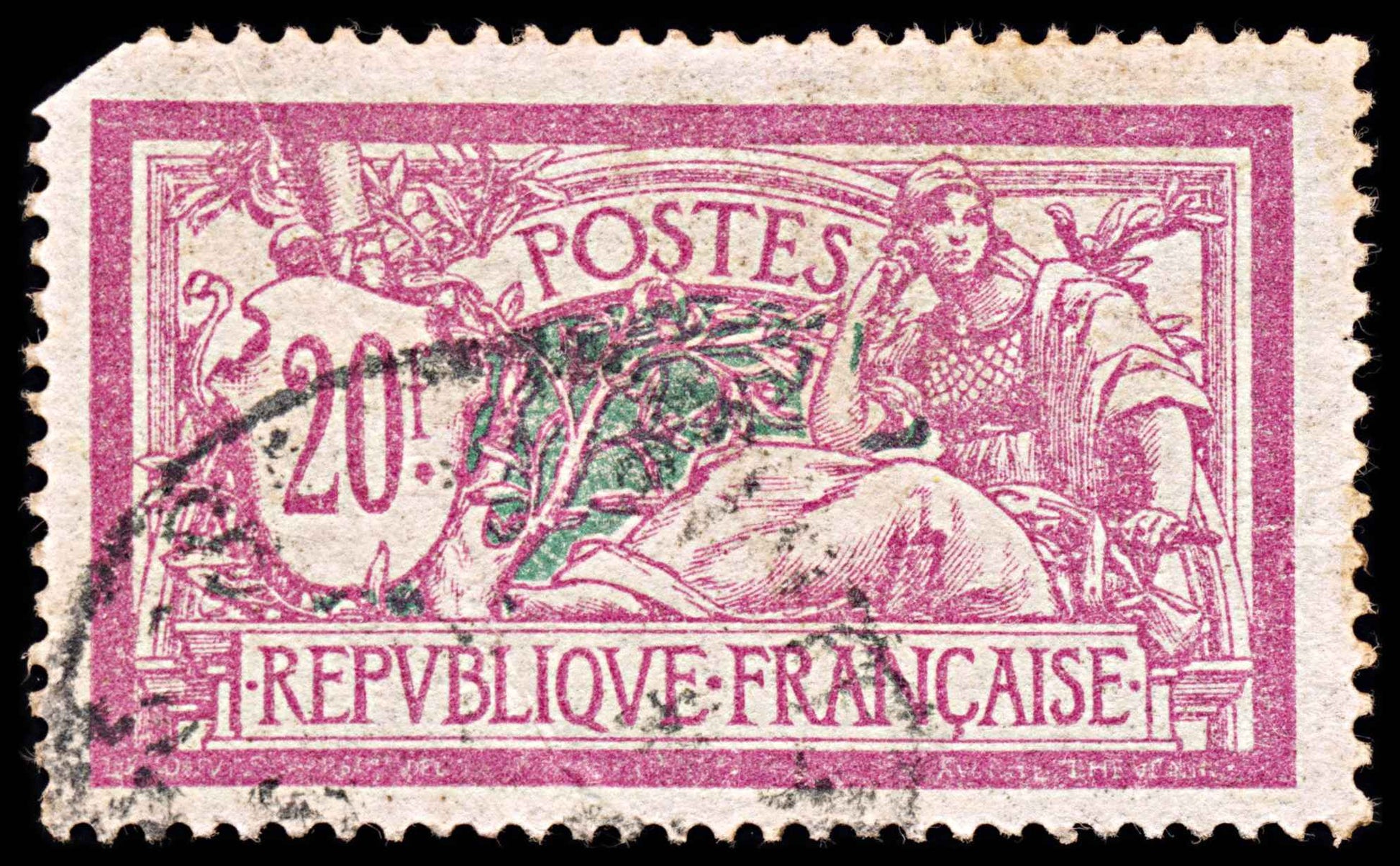 5763 France SG432 20f Pink & Green 1926. Sc#132 Mi183 Used. C£44