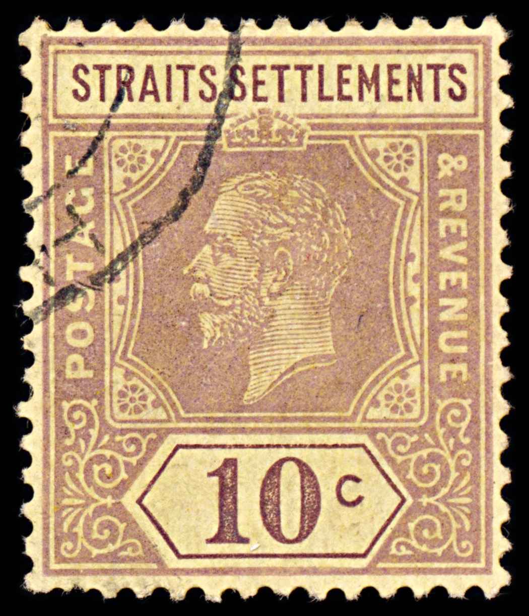 5771 Straits Settlements SG231 10c Violet on Yellow 1925. Sc#191a Mi181Ia Used. C£17