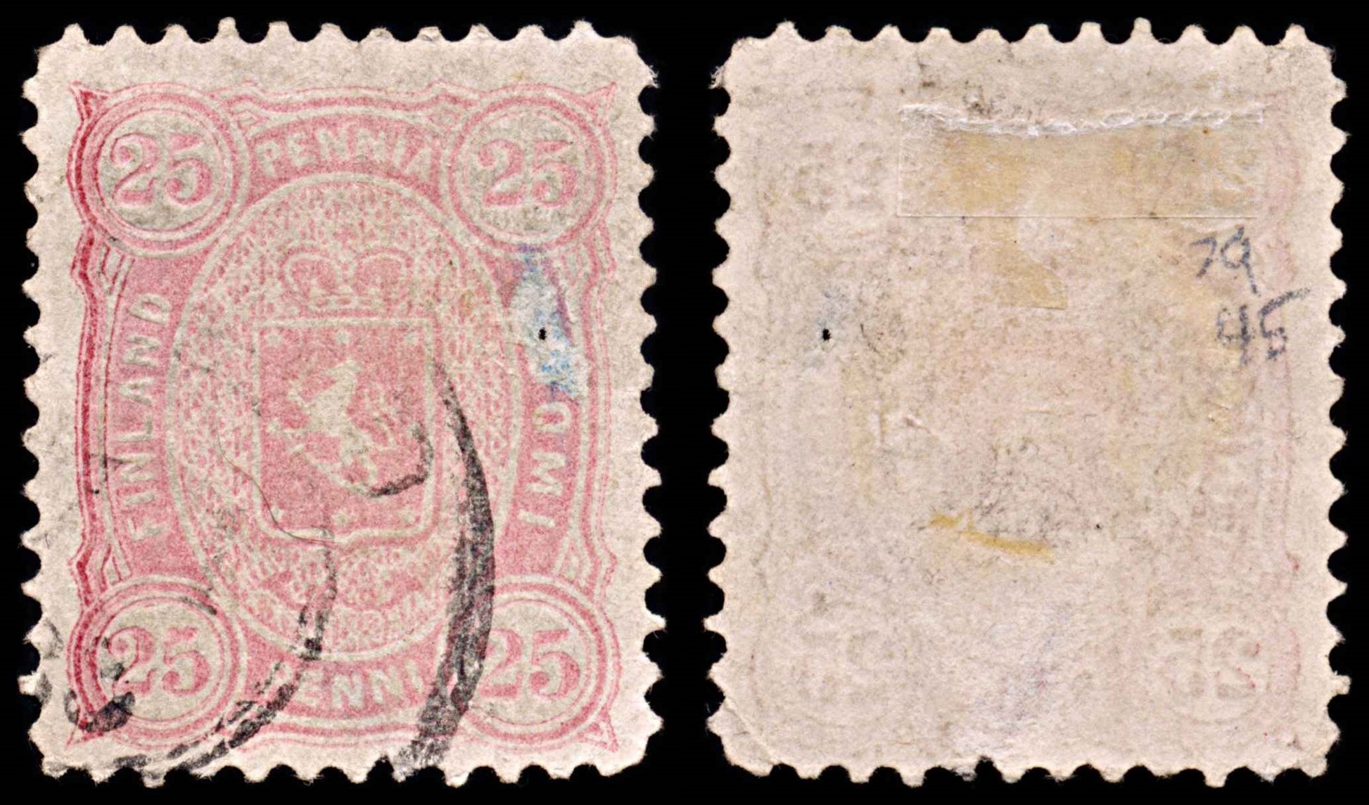 5855 Finland SG79 25 Penni Rose 1875. Mi18Ay Used. C£45