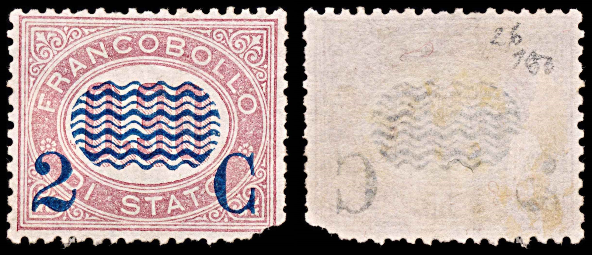 5857 Italy SG26 2c on 30c Lake 1878. Sc#40 Mi32 MH Mint. C£750