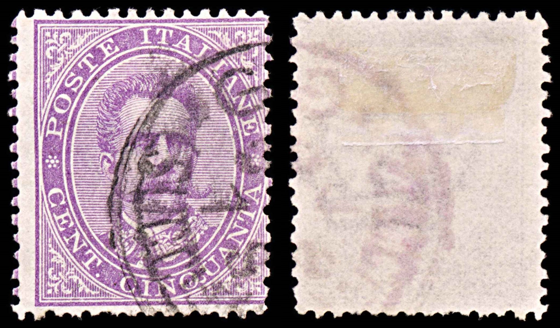 5865 Italy SG36 50c Violet 1879. Sc#50 Mi42A Used. C£24