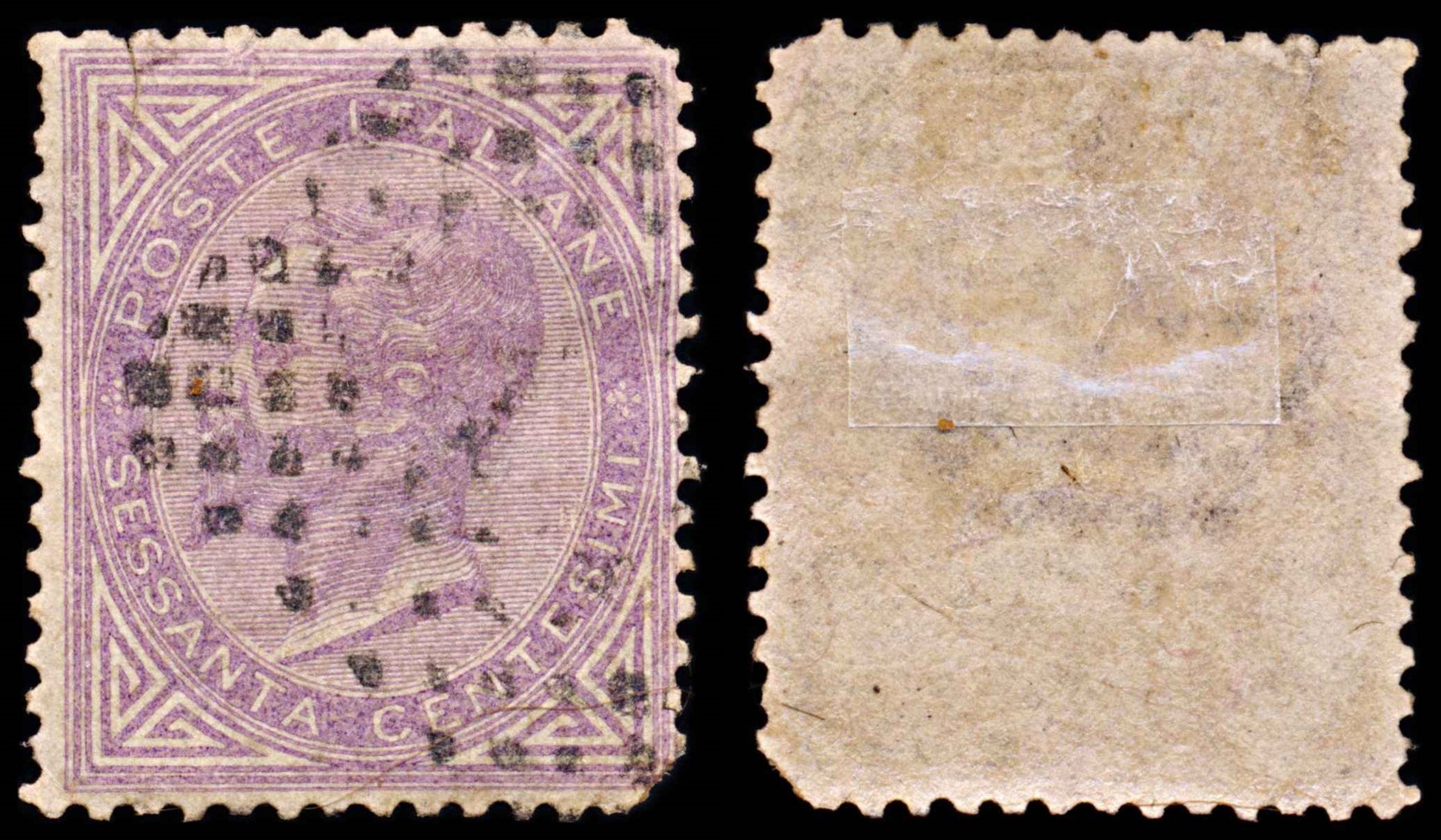 5867 Italy SG15 60c Mauve 1863. Sc#32 Mi21 Used. C£26