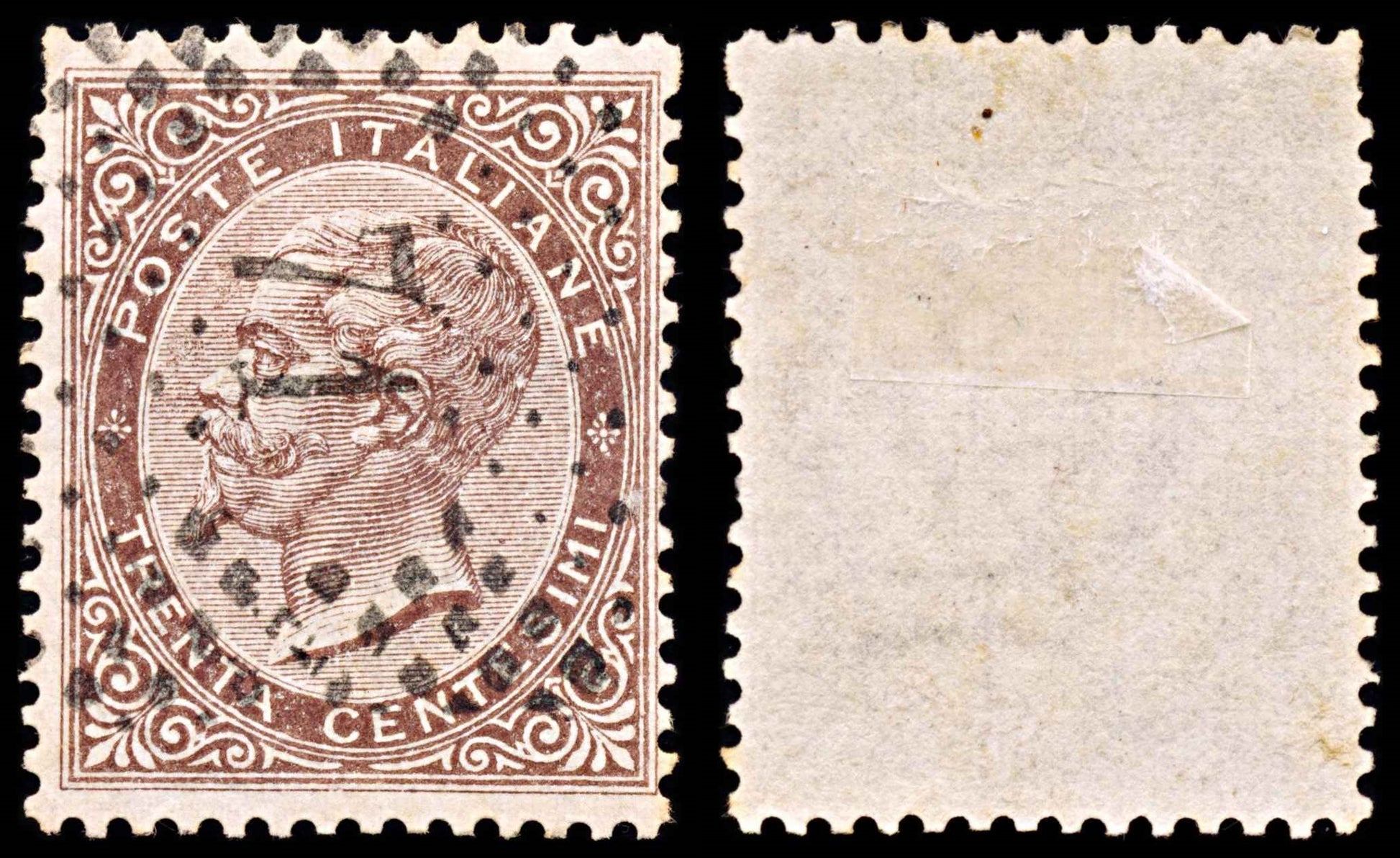 5870 Italy SG13 30c Brown 1863. Sc#30 Mi19 Used. C£26