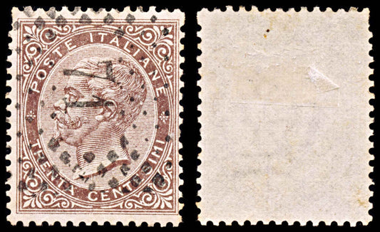 5870 Italy SG13 30c Brown 1863. Sc#30 Mi19 Used. C£26