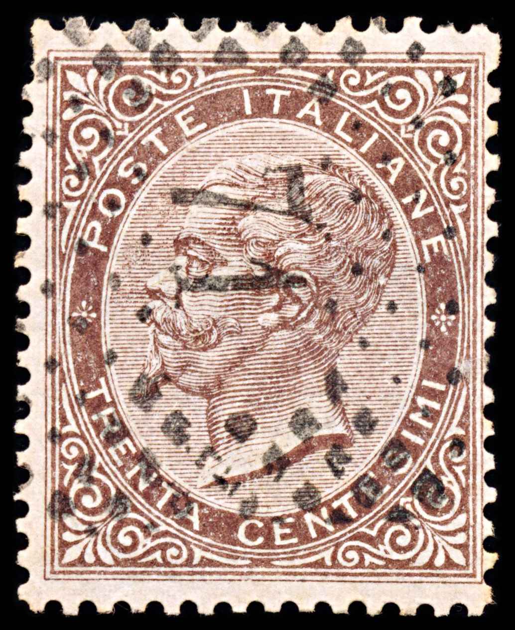 5870 Italy SG13 30c Brown 1863. Sc#30 Mi19 Used. C£26