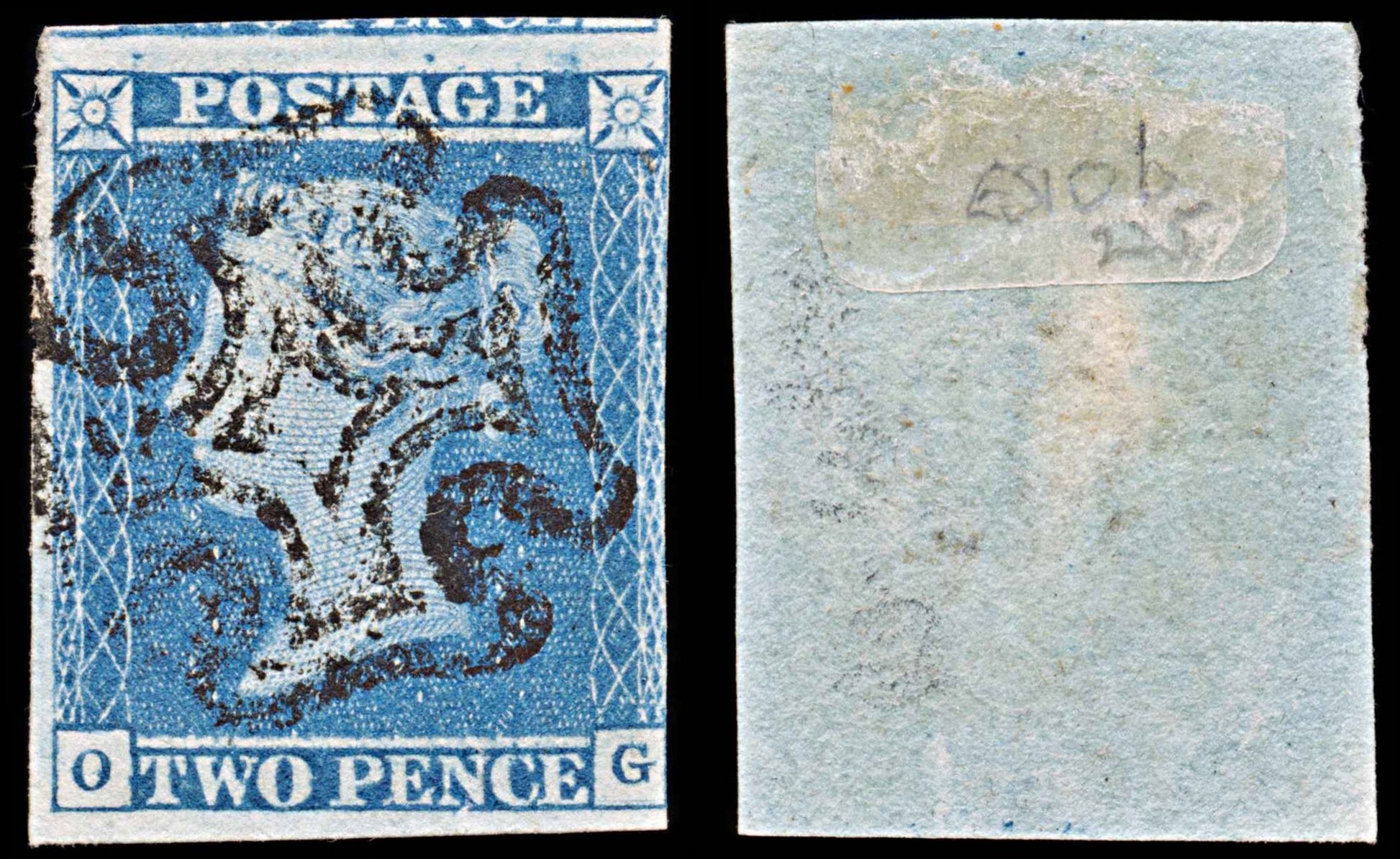 5888 GB SG14 2d Blue Pl3. "OG" Re-entry. ES10b 1841. Sc#4 Mi4 3 Margins. C£225