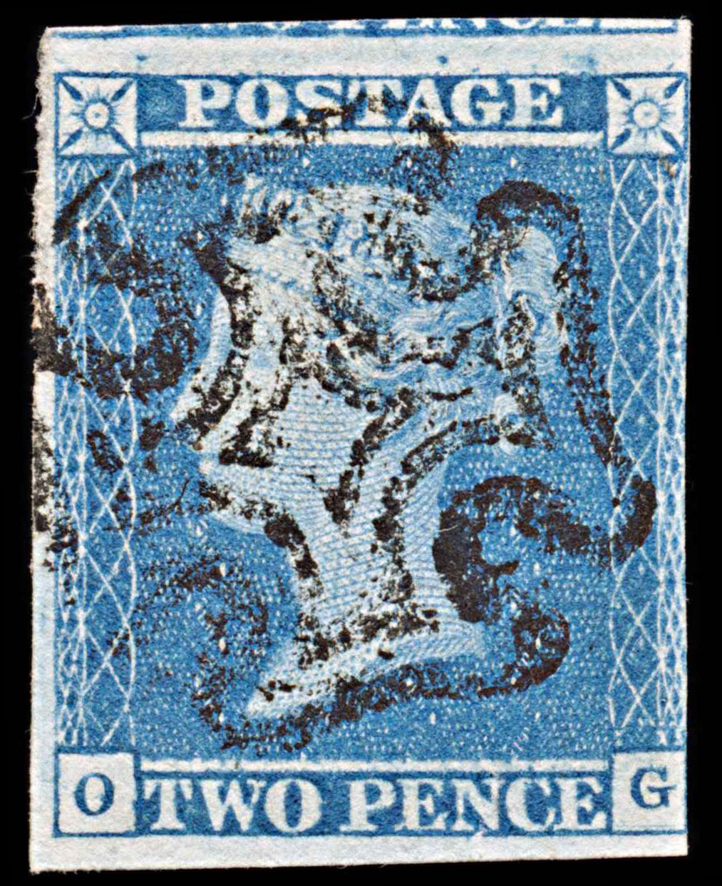 5888 GB SG14 2d Blue Pl3. "OG" Re-entry. ES10b 1841. Sc#4 Mi4 3 Margins. C£225