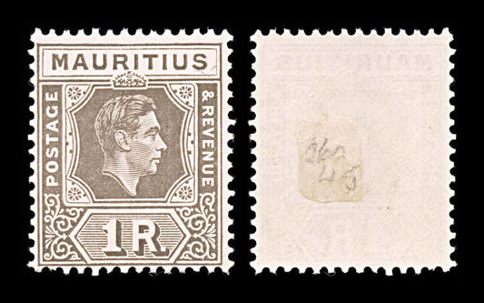 5932 Mauritius SG260 1R Grey-Brown 1938. Sc#219a MH Mint. C£45