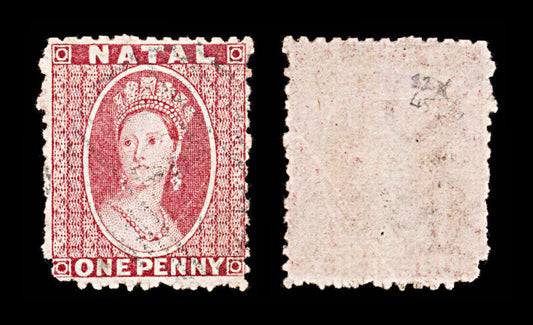 5965 Natal SG22x 1d Red. Watermark Reversed 1863. Sc#15 Used. C£45