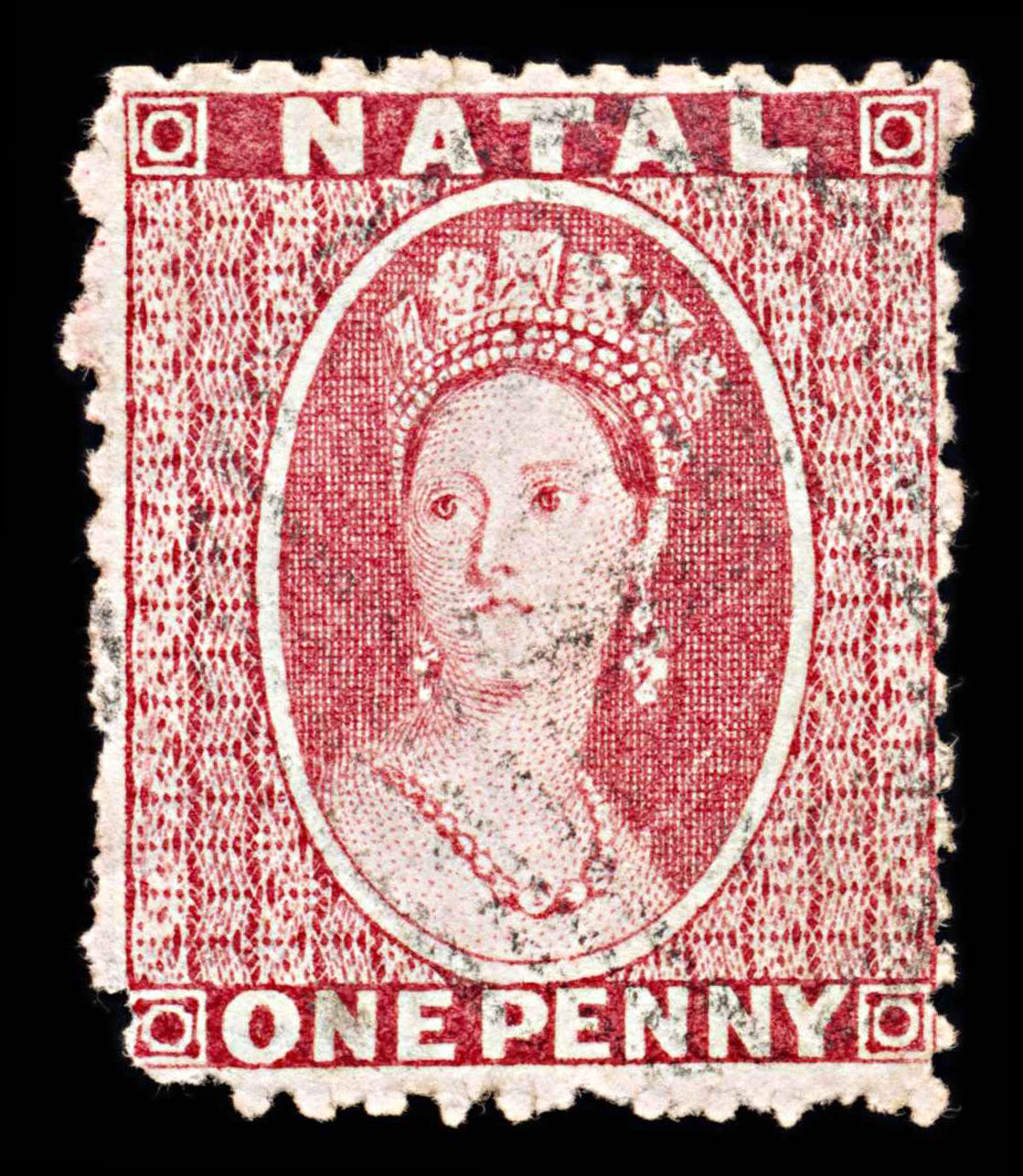 5965 Natal SG22x 1d Red. Watermark Reversed 1863. Sc#15 Used. C£45