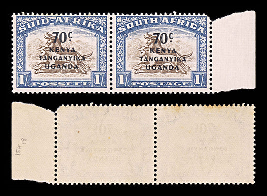 5979 British KUT SG154 70s on 1s Blue & Brown. Bilingual Pair 1942. Sc#89 Mi78-79 MNH Mint. C£18