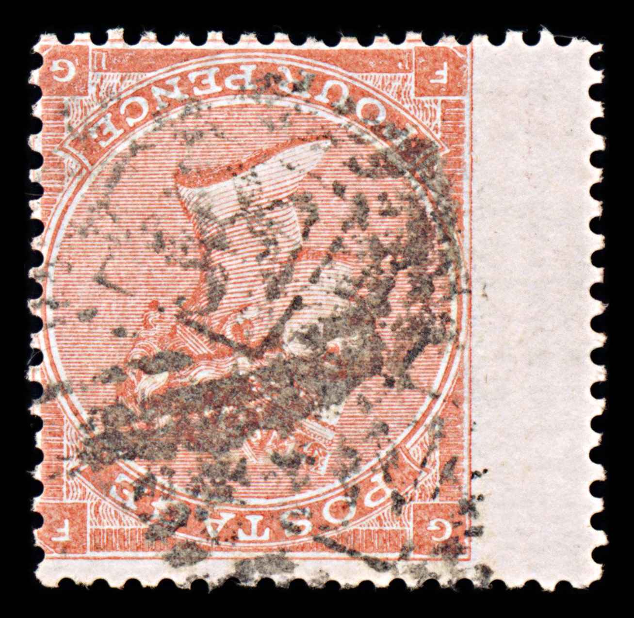 5985 GB SG82wi 4d Pale-Red. Inverted Watermark 1863. Sc#34 Mi19IIb Used. C£375