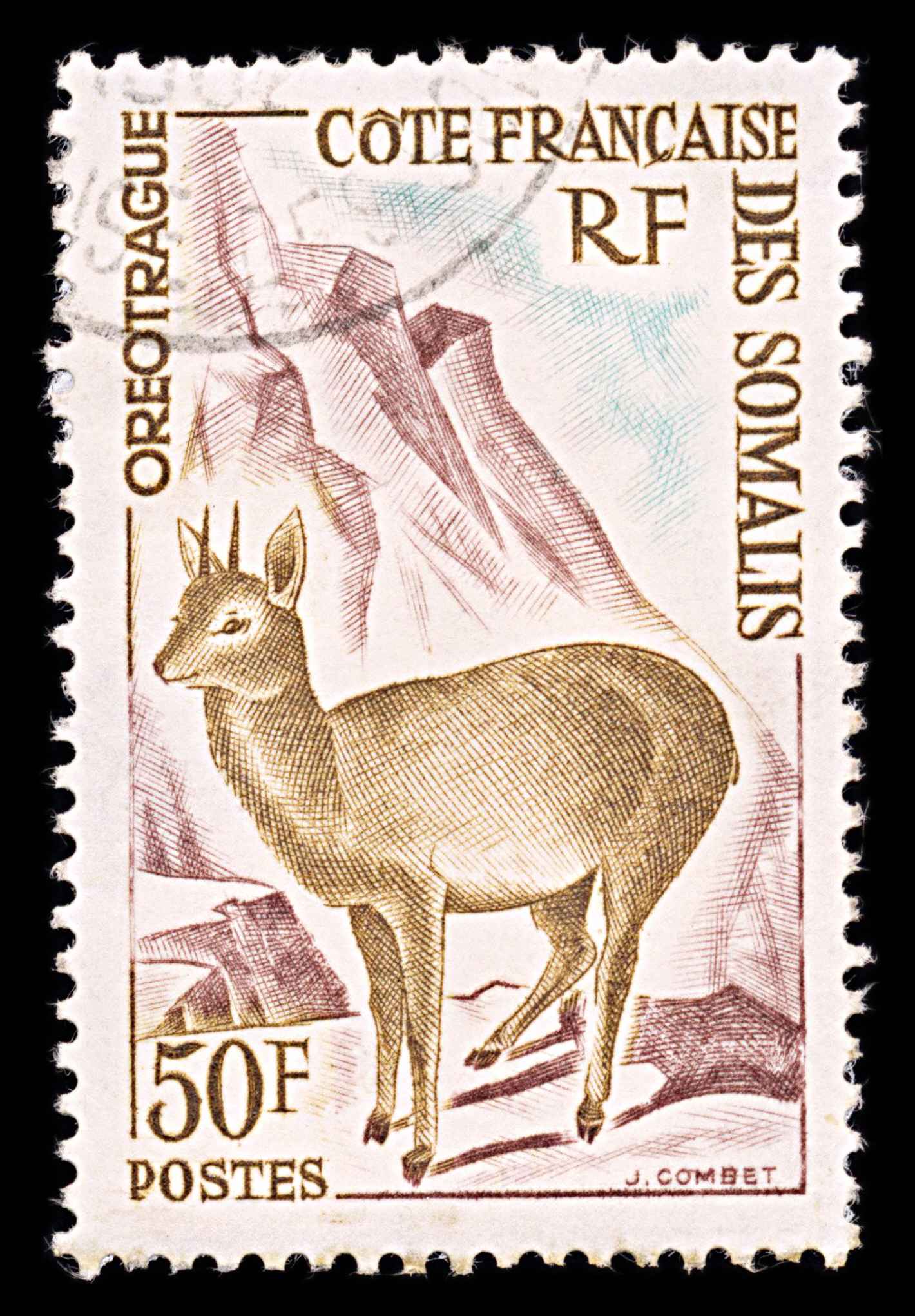 5988 French Somaliland SG459 50f "Oreotrague" 1962. Sc#292 Mi341 Used. C£12