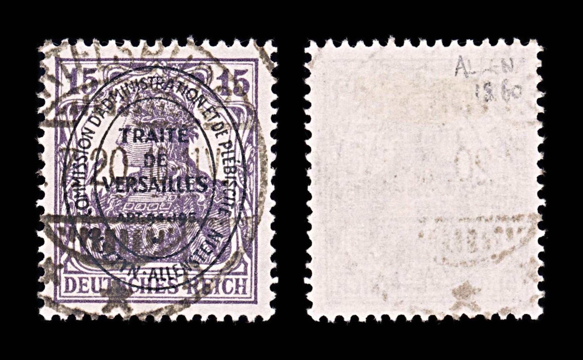 5993 Allenstein SG18 15pf Dark Red-Purple 1920. Sc#18 Mi18a Used. C£60