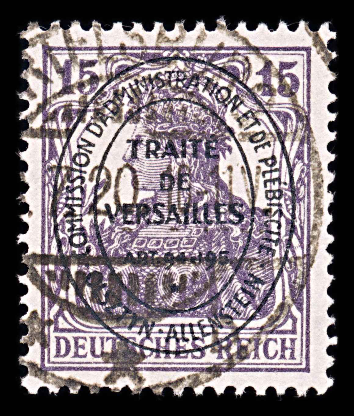 5993 Allenstein SG18 15pf Dark Red-Purple 1920. Sc#18 Mi18a Used. C£60