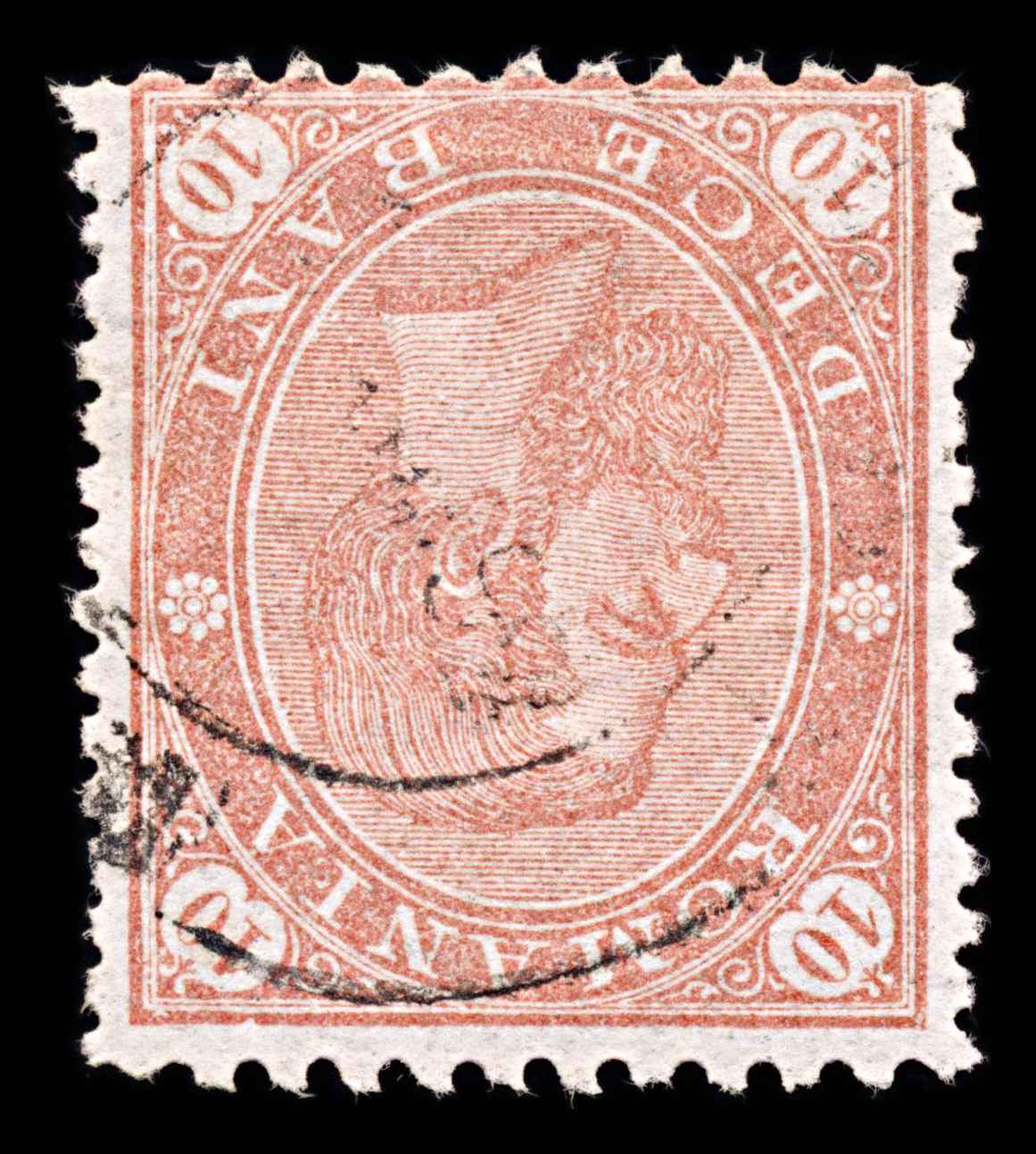 6006 Romania 10 Ban Red 1891. Sc#104 Mi86 Used