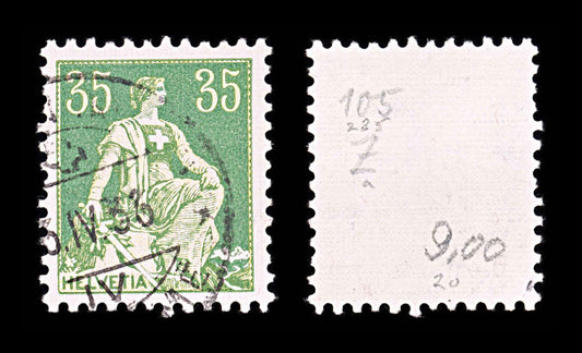 6018 Switzerland SG235a 35c Yellow & Green 1933. Sc#135a Mi105z Used. C£20