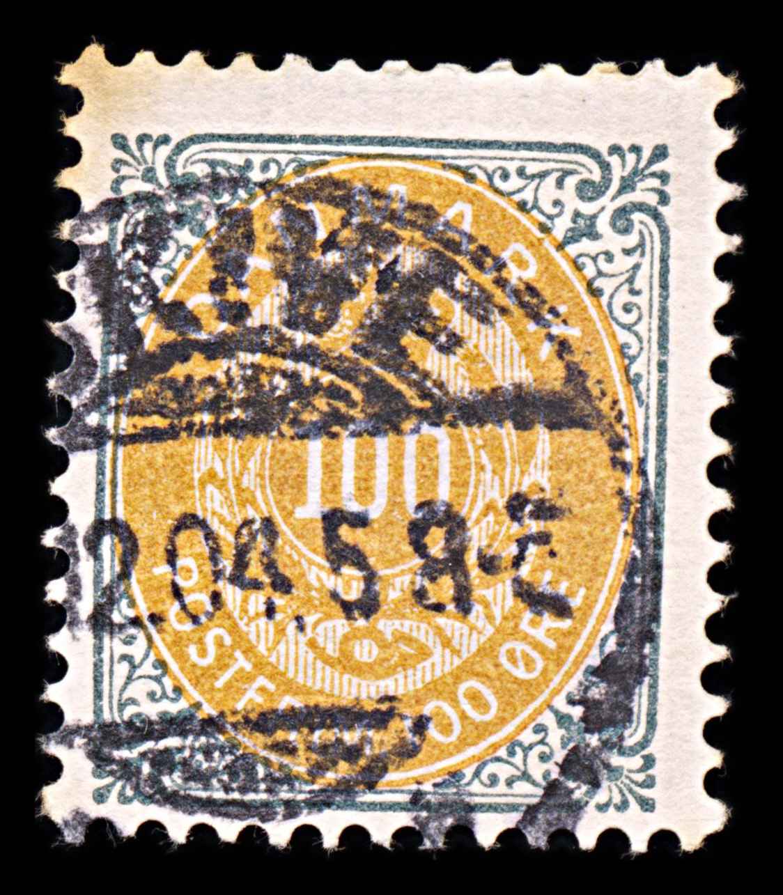 6023 Denmark 100 ore Grey & Yellow 1903. Sc#52b Mi31IZB Used. C£10