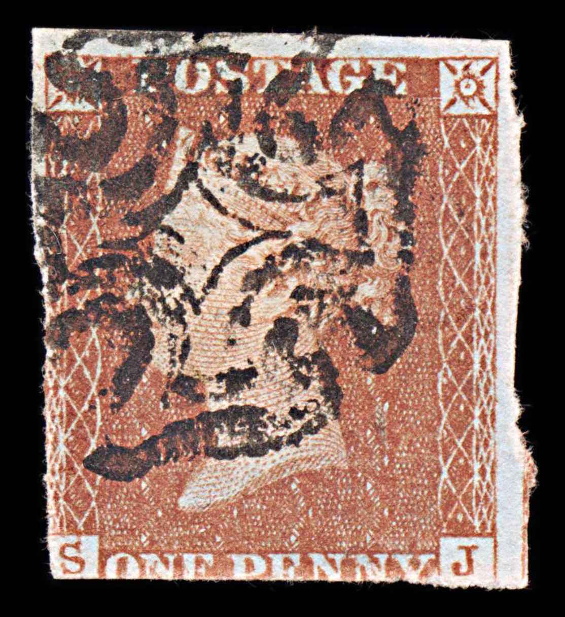 6034 GB SG8 1d Red. Plate 35. SJ. Re-Entry 1841. Sc#3 Mi3Ib 2/3 Margins. C£175