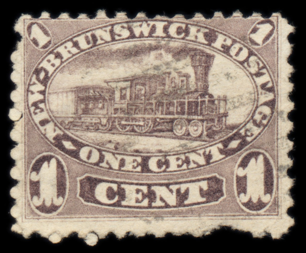 6177 New Brunswick SG7 1c Brown Violet 1860. Sc#6a Mi4b Used. C£60