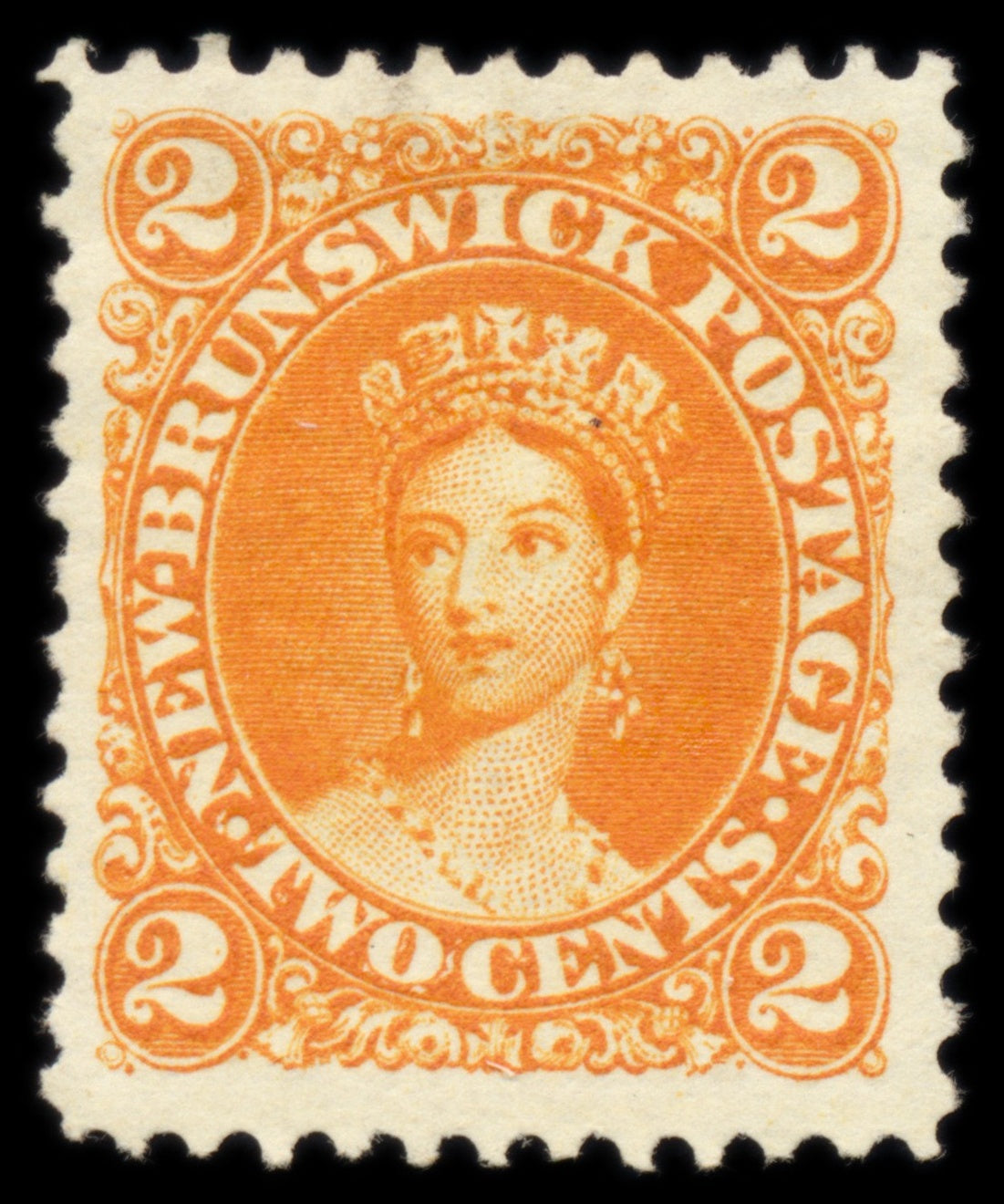 6179 New Brunswick SG12 2c Deep Orange 1863. Sc#7 Mi5 Mint MNG. C£48