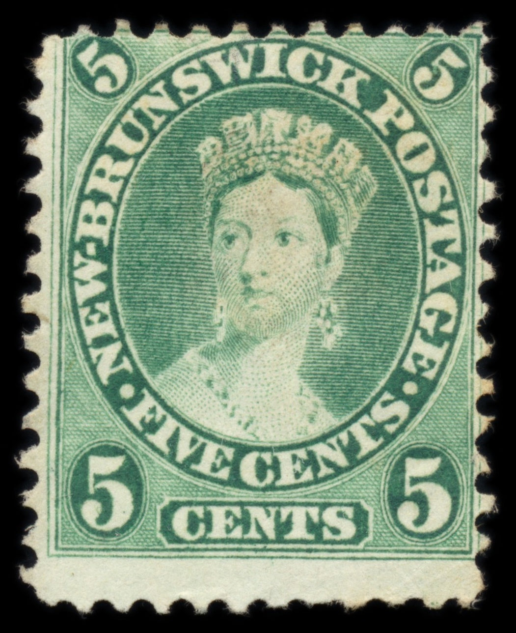 6180 New Brunswick SG16 5c Green 1863. Sc#8a Mi6b Mint MNG. C£29