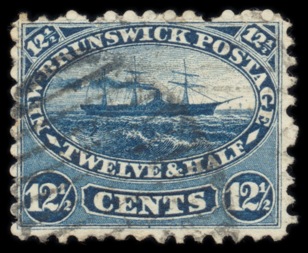 6182 New Brunswick SG18 12½c Indigo 1860. Sc#10 Mi8 Used. C£42