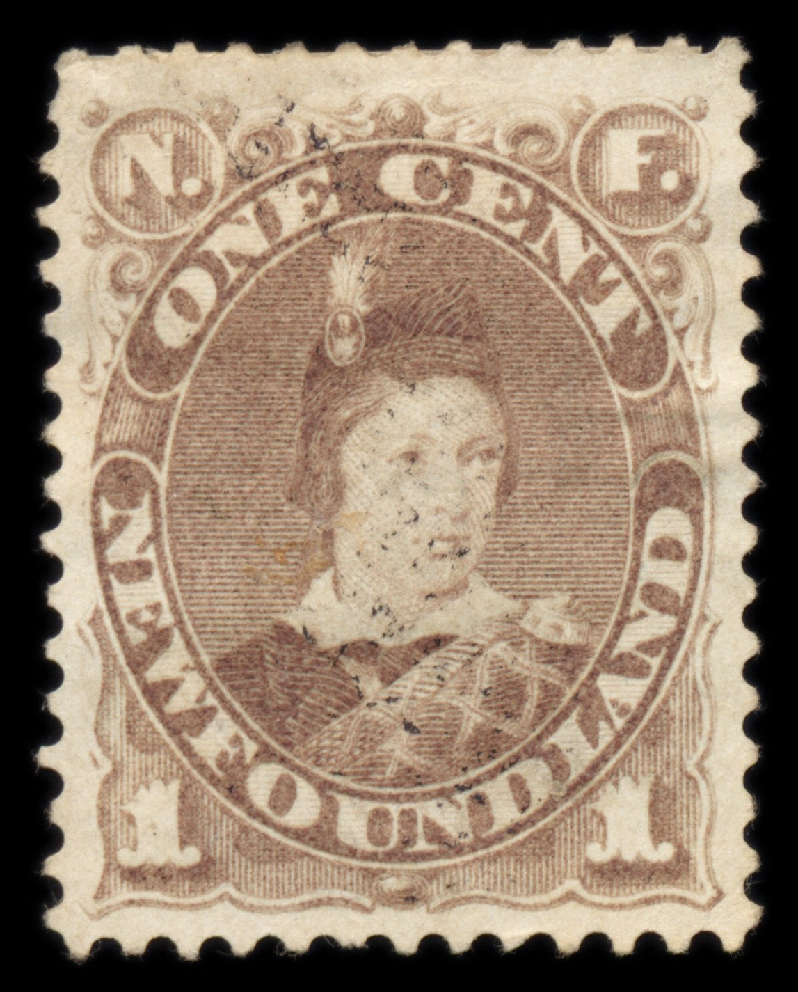 6185 Newfoundland SG44a 1c Brown 1880. Mi31c Used. C£17