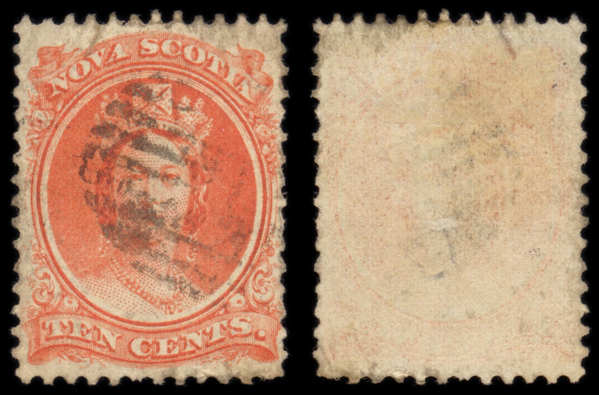 6205 Nova Scotia SG16 10c Vermilion 1860. Sc#12a Mi9x Used. C£42