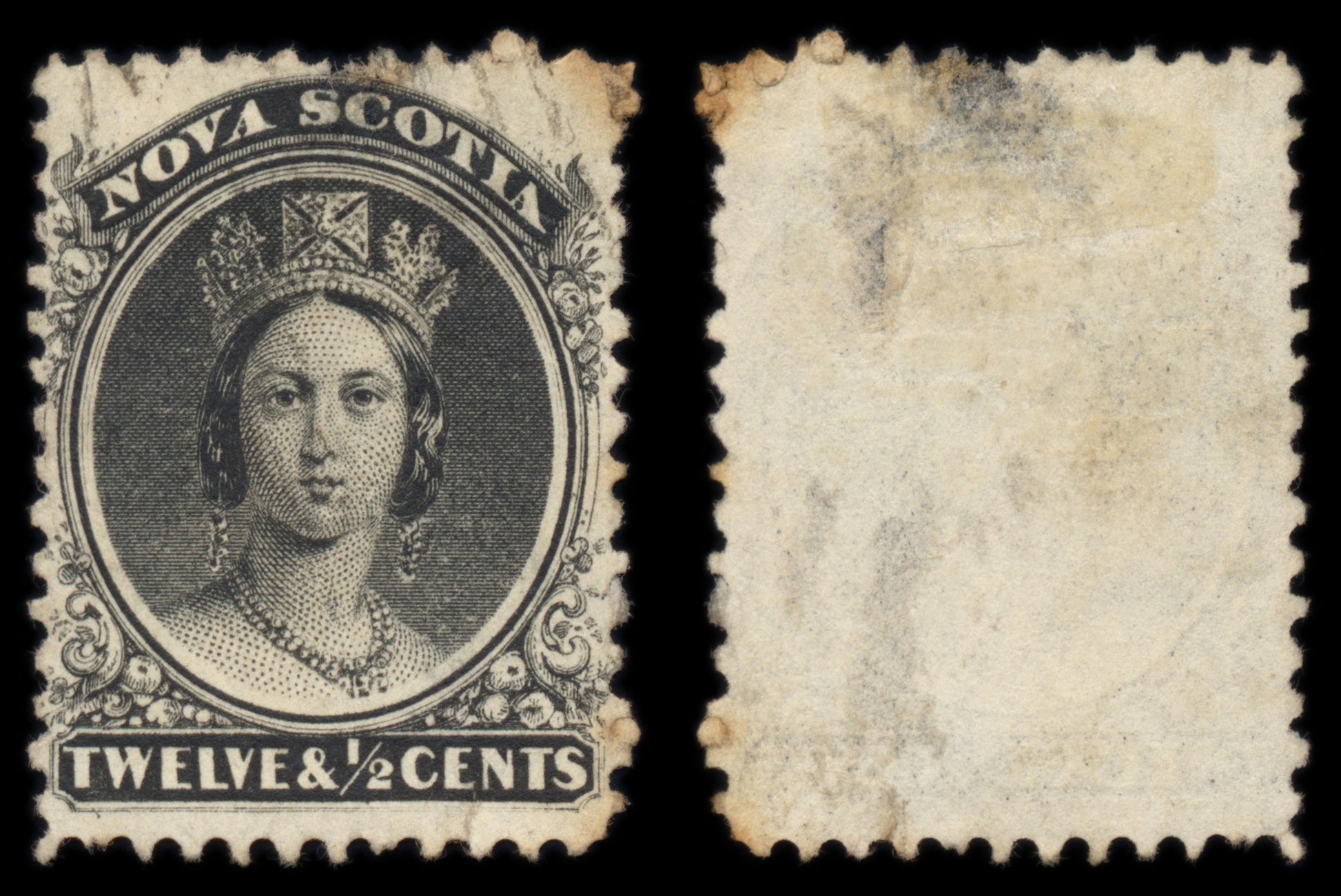 6208 Nova Scotia SG29 12½c Black 1860. Sc#13a Mi10y Used. C£32